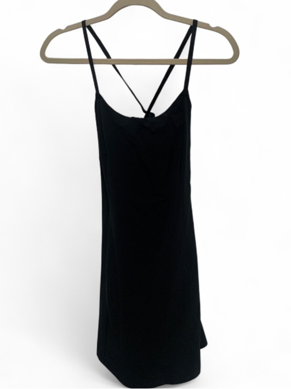 Aerie Offline Black Strappy Active Mini Dress with Built in Shorts